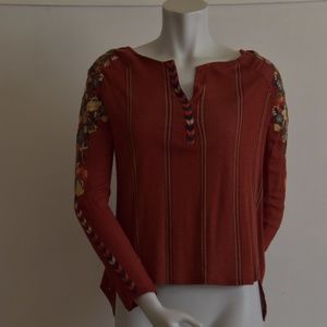 ANTHROPOLOGIE TINY XS EMBROIDERED LS SHIRT